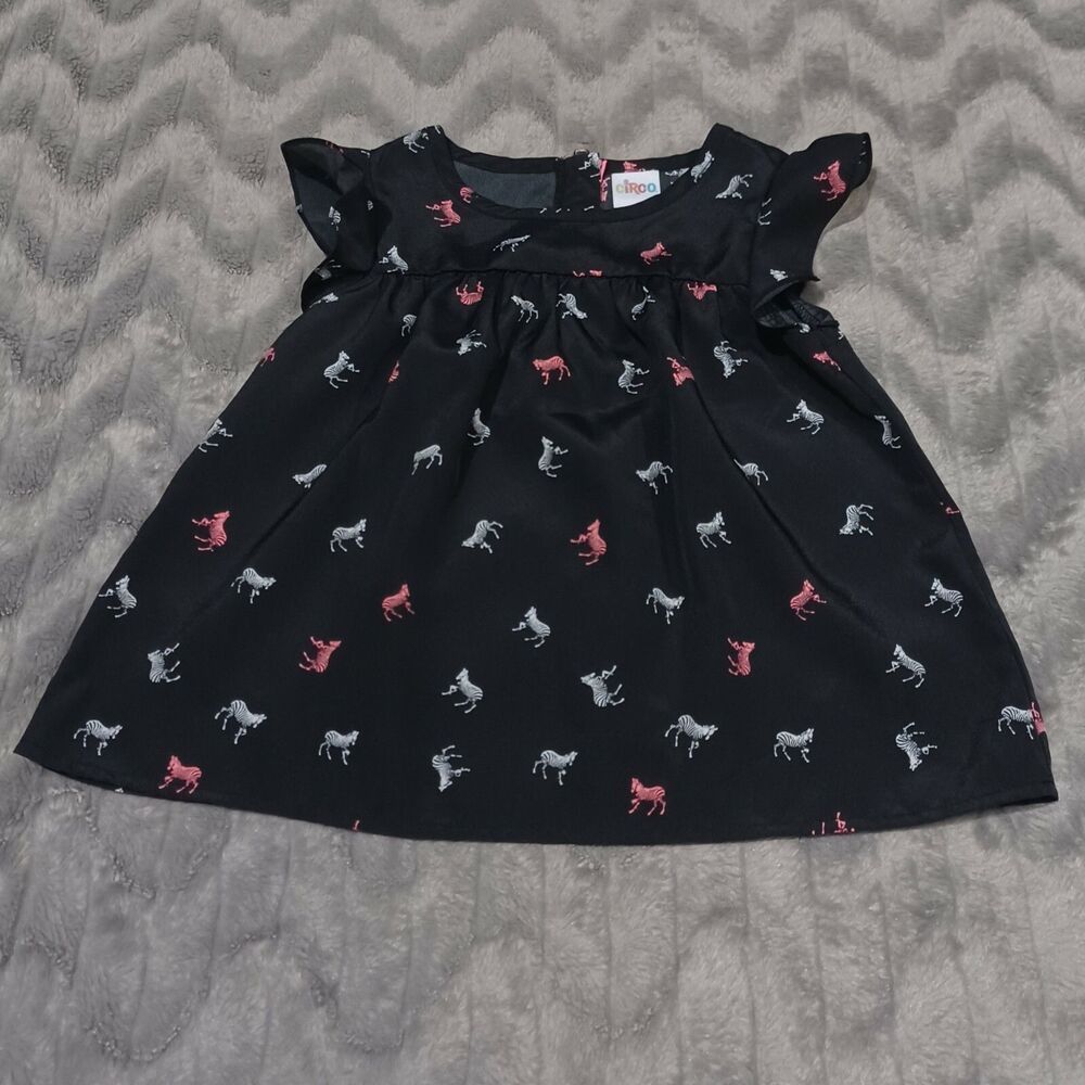 Circo Youth Toddler Girls Size 5T Black Short Sleeve Zebra Print Dress